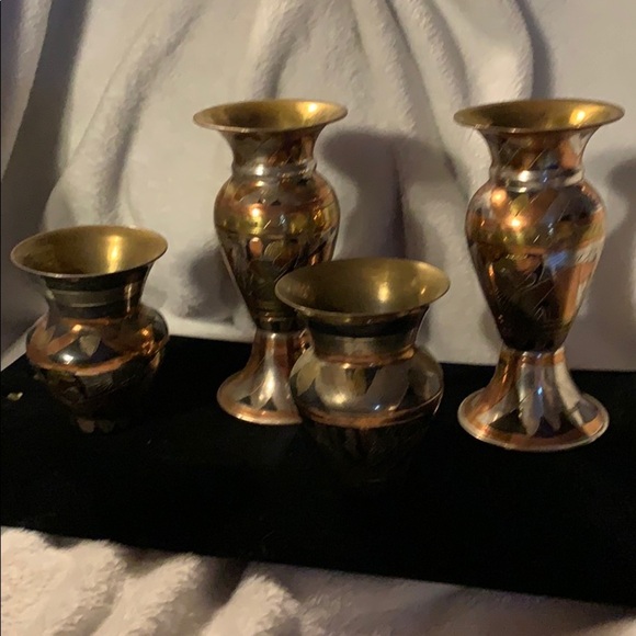 Modern Made Middle Eastern Mixed Metal Vases (4) - Picture 1 of 14